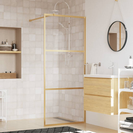 Walk-in Shower Wall with Clear ESG Glass Gold 80x195 cm