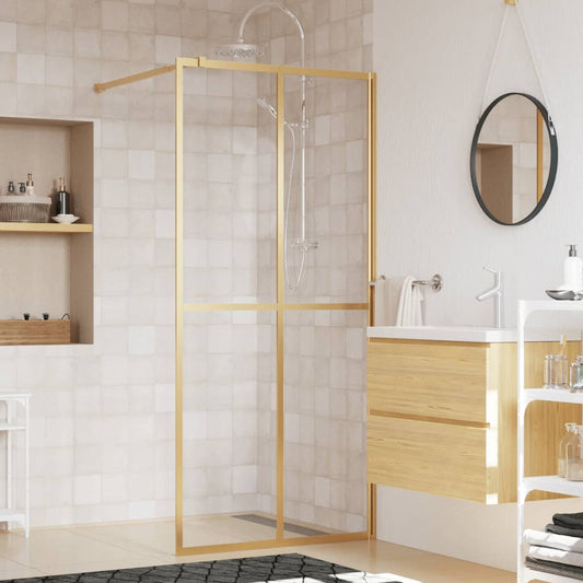 Walk-in Shower Wall with Clear ESG Glass Gold 100x195 cm