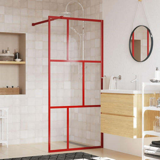 Walk-in Shower Wall with Clear ESG Glass Red 90x195 cm
