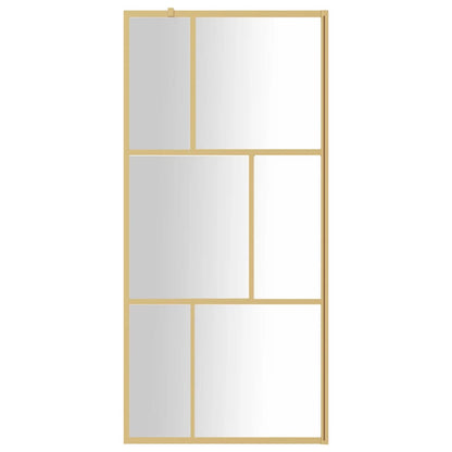 Walk-in Shower Wall with Clear ESG Glass Gold 90x195 cm