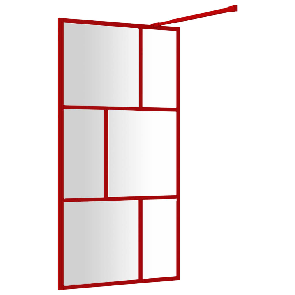Walk-in Shower Wall with Clear ESG Glass Red 100x195 cm