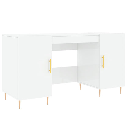 Desk High Gloss White 140x50x75 cm Engineered Wood