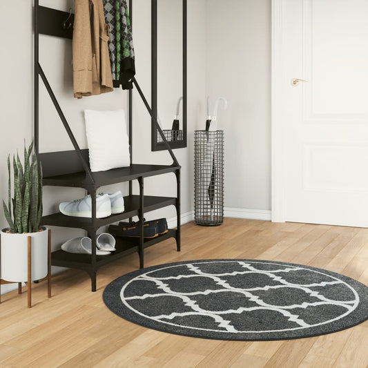 Rug Washable Black and White Ø 120 cm Anti Slip
