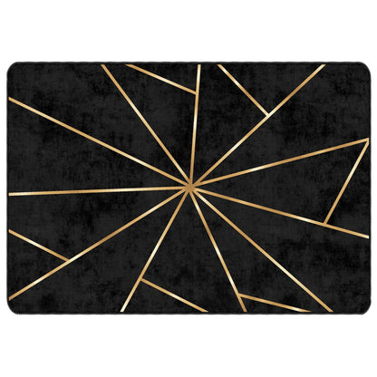 Rug Washable Black and Gold 160x230 cm Anti Slip