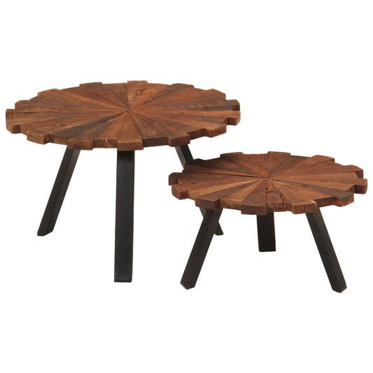 Coffee Tables 2 pcs Solid Wood Reclaimed and Iron