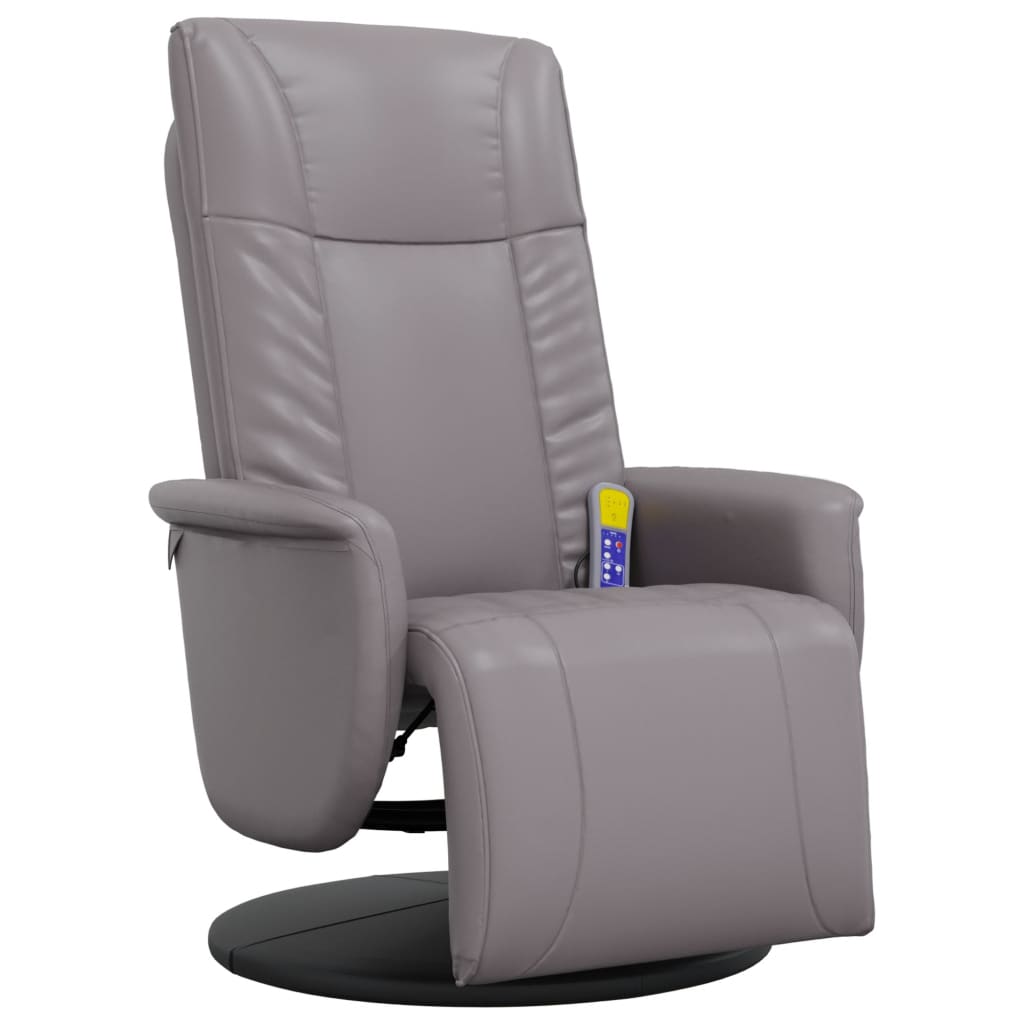 Massage Recliner Chair with Footrest Grey Faux Leather