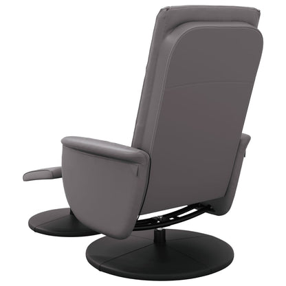 Massage Recliner Chair with Footstool Grey Faux Leather