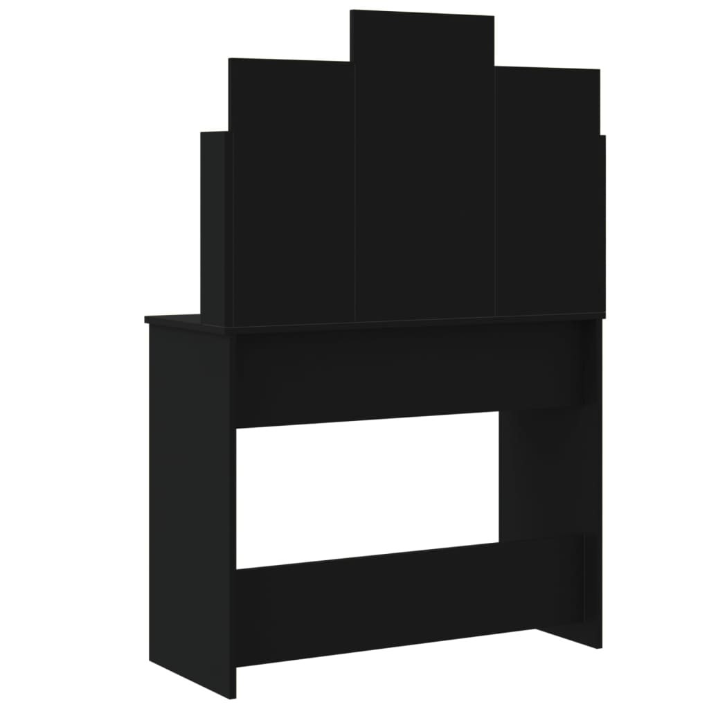 Dressing Table with LED Lights Black 96x40x142 cm