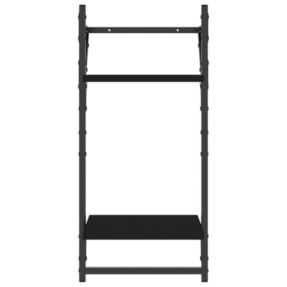 2-Tier Wall Shelves with Bars 2 pcs Black 30x25x65 cm