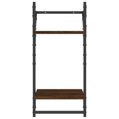 2-Tier Wall Shelves with Bars 2 pcs Brown Oak 30x25x65 cm