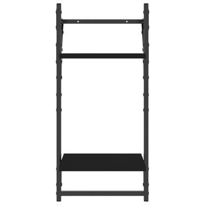 4 Piece Wall Shelf Set with Bars Black Engineered Wood