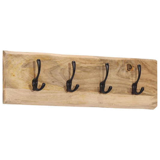 Wall-mounted Coat Rack with 4 Hooks Solid Wood Mango