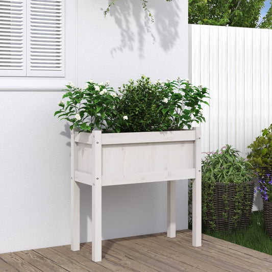 Garden Planter with Legs White 70x31x70 cm Solid Wood Pine