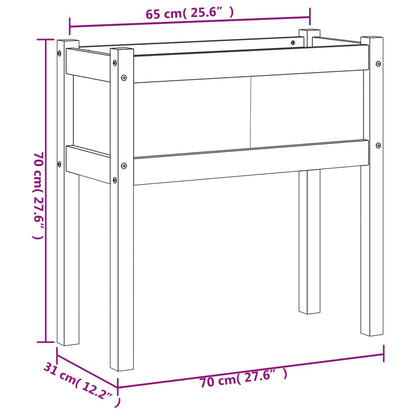 Garden Planter with Legs Wax Brown 70x31x70 cm Solid Wood Pine