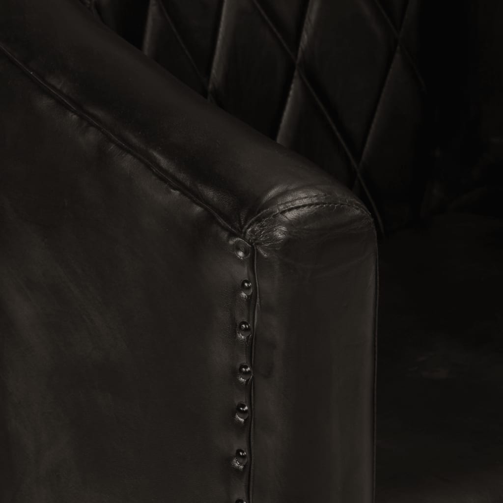 Tub Chair Grey Real Leather