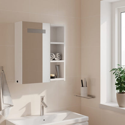 Bathroom Mirror Cabinet with LED Light White 45x13x52 cm