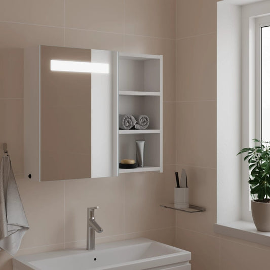Bathroom Mirror Cabinet with LED Light White 60x13x52 cm