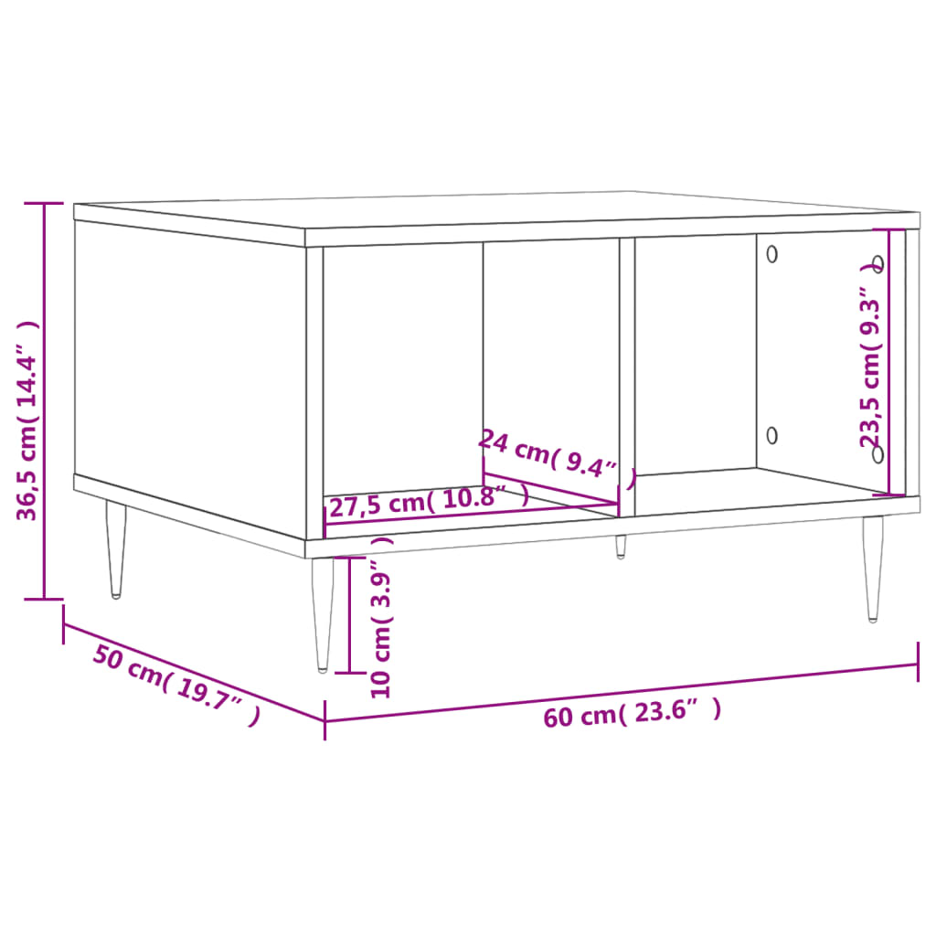Coffee Table Sonoma Oak 60x50x36.5 cm Engineered Wood