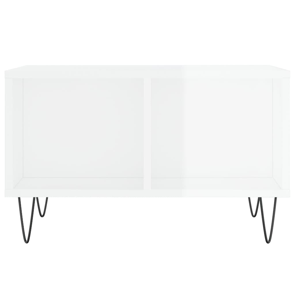 Coffee Table High Gloss White 60x50x36.5 cm Engineered Wood