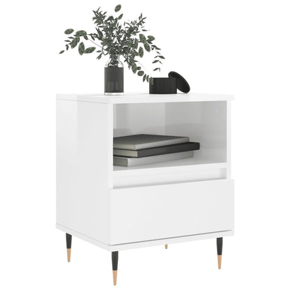 Bedside Cabinet High Gloss White 40x35x50 cm Engineered Wood