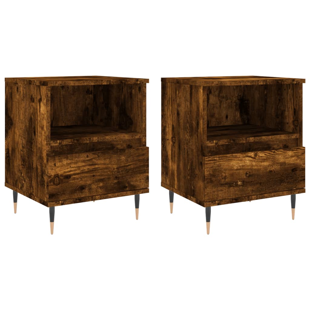Bedside Cabinets 2 pcs Smoked Oak 40x35x50 cm Engineered Wood