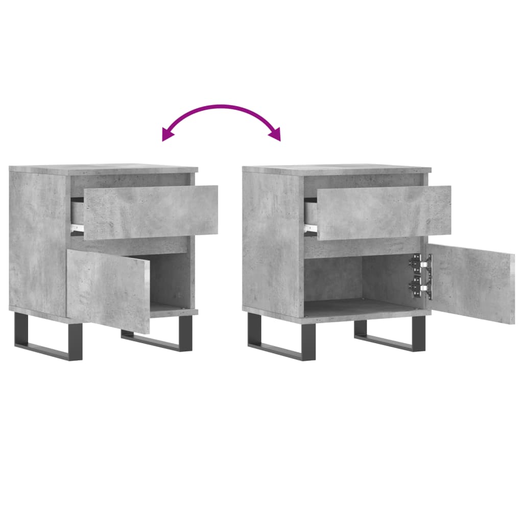Bedside Cabinets 2 pcs Concrete Grey 40x35x50 cm Engineered Wood