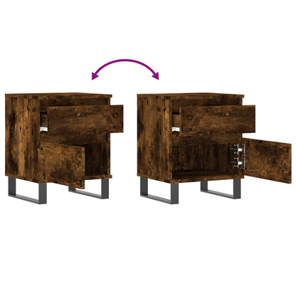 Bedside Cabinets 2 pcs Smoked Oak 40x35x50 cm Engineered Wood