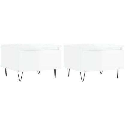 Coffee Tables 2 pcs High Gloss White 50x46x35 cm Engineered Wood