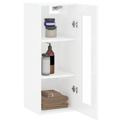 Wall Mounted Cabinet High Gloss White 34.5x34x90 cm
