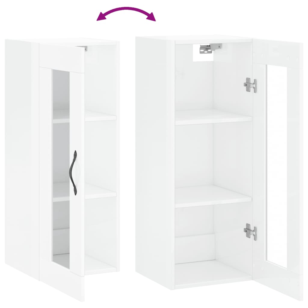 Wall Mounted Cabinet High Gloss White 34.5x34x90 cm