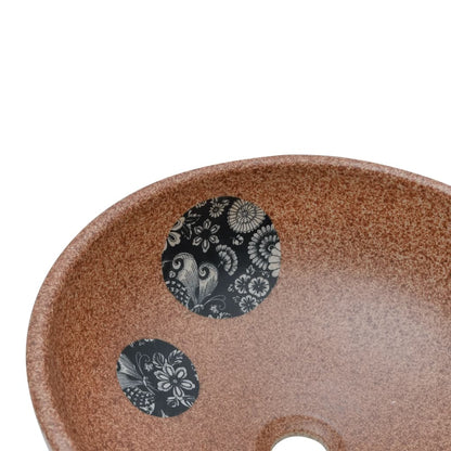 Countertop Basin Brown and Blue Round Φ41x14 cm Ceramic