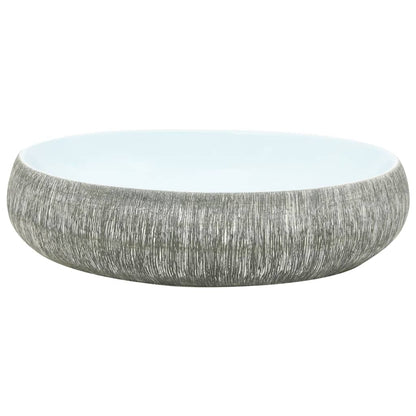 Countertop Basin Grey and Blue Oval 59x40x15 cm Ceramic