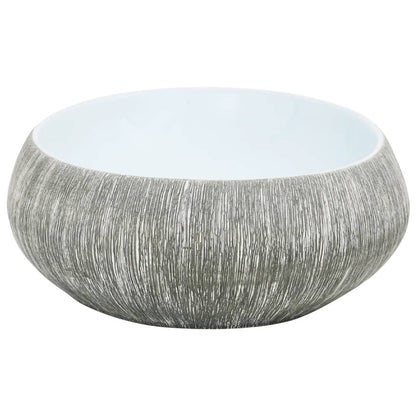 Countertop Basin Grey and Blue Oval 59x40x15 cm Ceramic