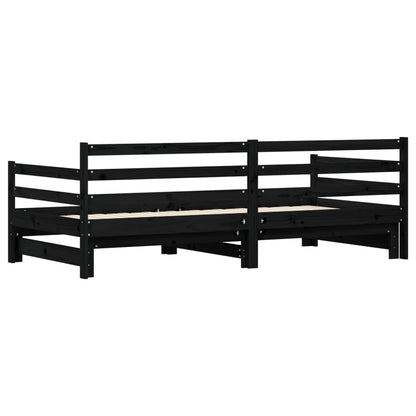 Daybed with Trundle without Mattress Black 80x200 cm Solid Wood