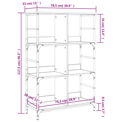 Bookshelf Smoked Oak 78.5x33x117.5 cm Engineered Wood