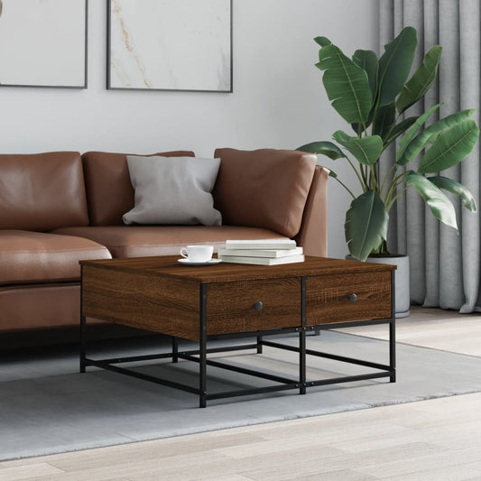 Coffee Table Brown Oak 80x80x40 cm Engineered Wood