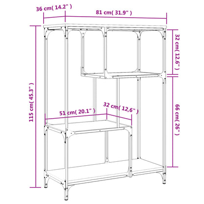 Bookshelf Brown Oak 81x36x115 cm Engineered Wood and Steel