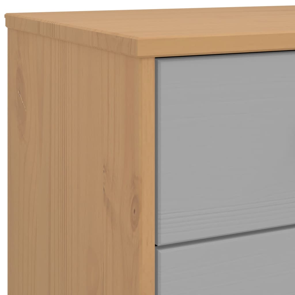 Drawer Cabinet OLDEN Grey and Brown Solid Wood Pine