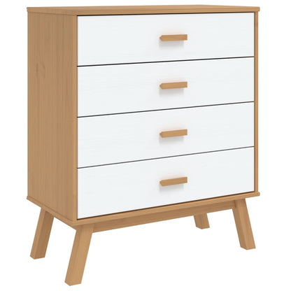 Drawer Cabinet OLDEN White and Brown Solid Wood Pine