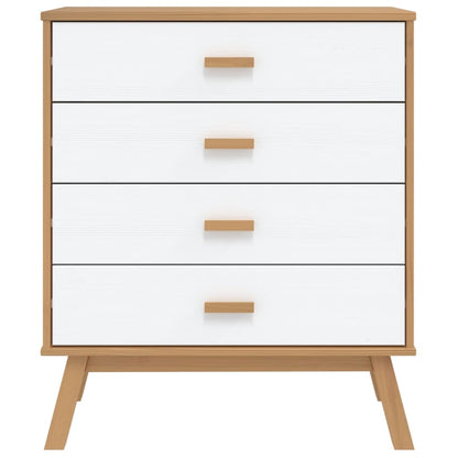 Drawer Cabinet OLDEN White and Brown Solid Wood Pine