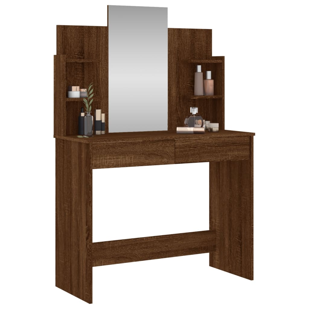 Dressing Table with Mirror Brown Oak 96x39x142 cm