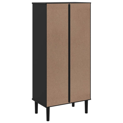 Bookcase SENJA Rattan Look Black 60x35x130 cm Solid Wood Pine
