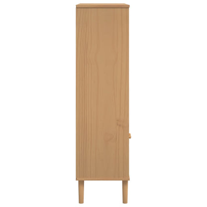Bookcase SENJA Rattan Look Brown 90x35x130 cm Solid Wood Pine