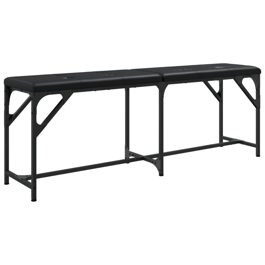 Dining Bench Black 124x32x45 cm Steel and Faux Leather