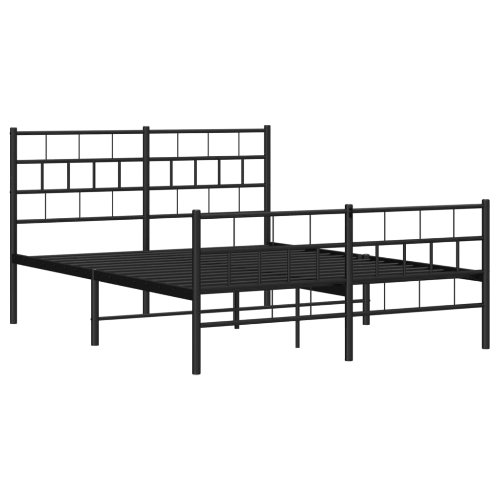 Metal Bed Frame without Mattress with Footboard Black 120x200cm