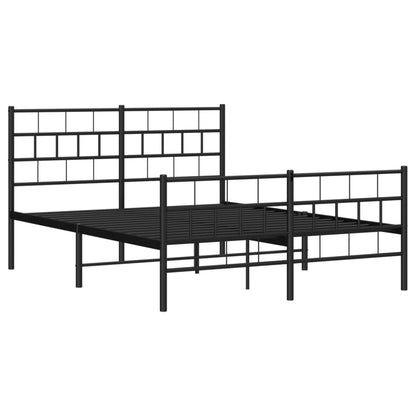 Metal Bed Frame without Mattress with Footboard Black 120x200cm