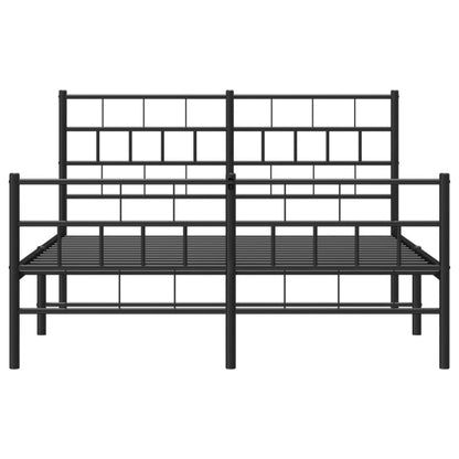 Metal Bed Frame without Mattress with Footboard Black 120x200cm