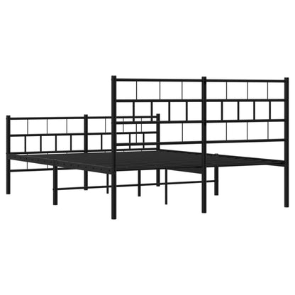 Metal Bed Frame without Mattress with Footboard Black 120x200cm
