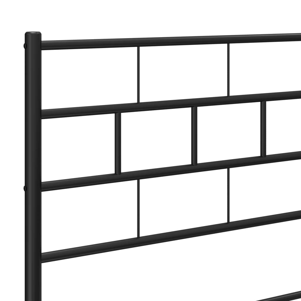 Metal Bed Frame without Mattress with Footboard Black 120x200cm
