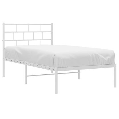 Metal Bed Frame without Mattress with Headboard White 107x203cm